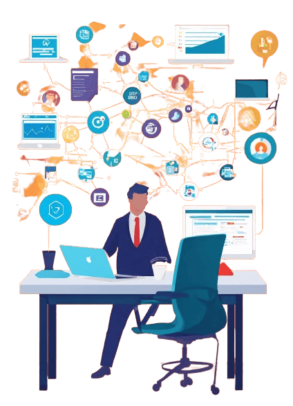 office pic of a person sitting and working on pc